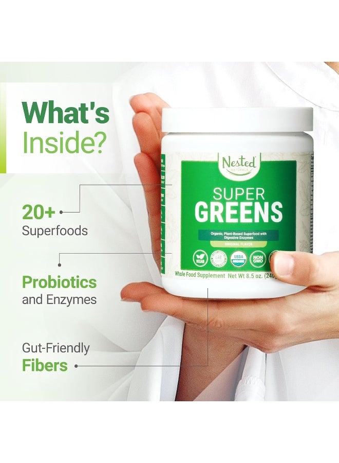 Nested Naturals USDA Organic Non-GMO Probiotics, Fiber and Enzymes Super Greens Veggie Superfood Powder Vegan Supplement - Image 5